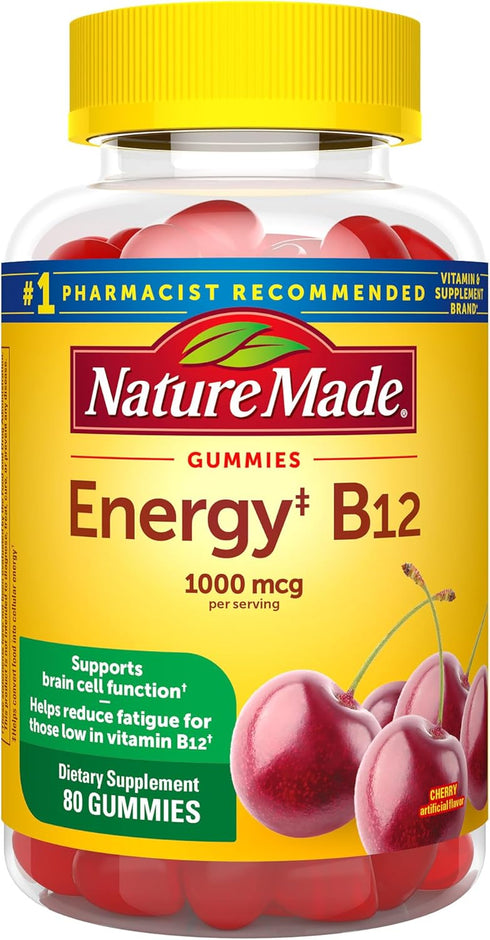 Nature Made Energy B12 1000 mcg, Dietary Supplement for Energy Metabolism Support, 80 Gummies, 40 Day Supply...