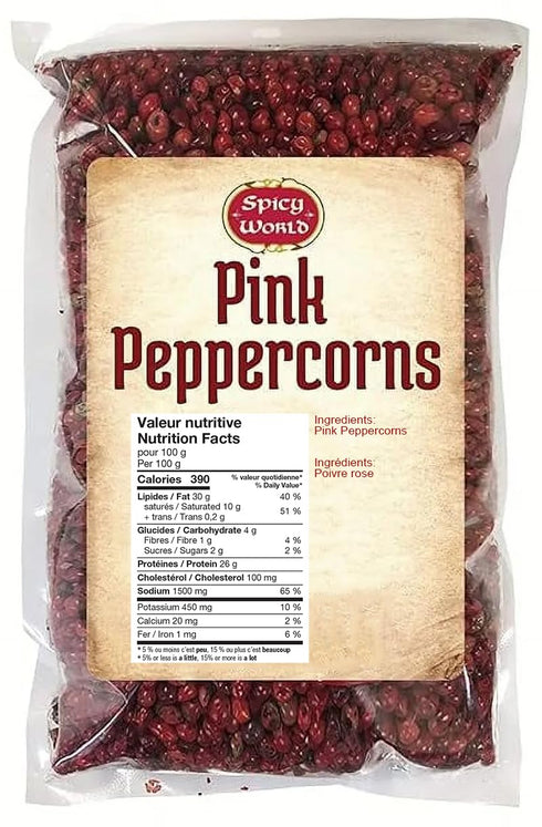 Spicy World Pink Peppercorns Whole 1.75Oz Bag - Steam Sterilized, Vegan, Premium Quality Whole Peppercorns...