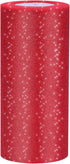 Glitter Tulle Roll Sparkling Tulle Ribbon Fabric Spool for Wedding Decoration Gift Wrapping, 6 Inch by 25 Yards (Red)...