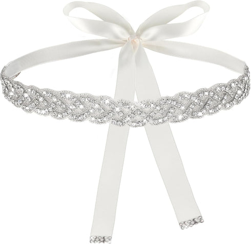 Handcrafted Bridal Rhinestone Wedding Waist Belt for Women, Bling Crystal Belts Glitter Ribbon Belt for Jeans Dress...