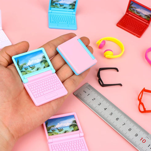 30 Pcs Doll Dollhouse Accessories 1/12 Scale Dollhouse Phone Laptop Computer Headset Glasses Miniature Simulator Accessories Mini Scene Simulation...