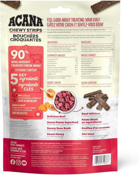 ACANA Chewy Strips Hip & Joint Support Beef Recipe, Dog Treat 4oz...