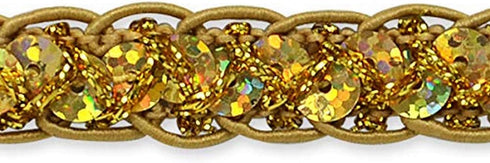 Thea Sequin Braid Cord Trim, 1/2-Inch Versatile Sequins for Crafts, Durable for Costumes or Party Decorations, 20-Yard Cut, Gold...