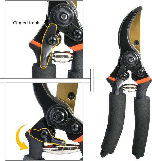 Bypass Pruning Shears Max.1-1/4" Handheld Garden Tools Plant Scissors Trimming Gardening Pruners Clippers Advanced Carbon Tool Steel...
