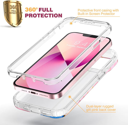 Diaclara Designed for iPhone 13 Case, Full Body Rugged Case with Built-in Touch Sensitive Anti-Scratch Screen Protector, Soft TPU Bumper Case for ...