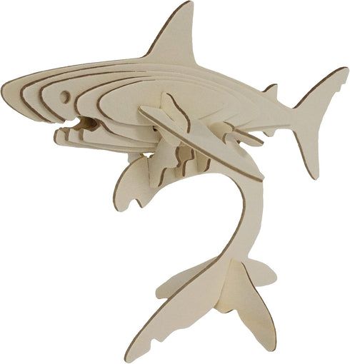 Eco 3D Wooden Puzzle Shark from Deluxebase. Animal Themed DIY 3D Puzzle Craft Kit. Sustainable Wood Ocean Animal Toys. Perfect Model Building Kits...