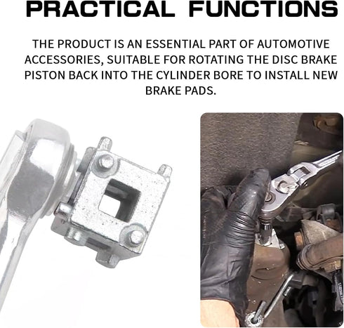 Car Disc Brake Caliper Piston Compression Tool, 3/8" Rear Disc Brake Caliper Spreader Compressor Wind Back Cube Tool, Automotive Accessories Fits ...