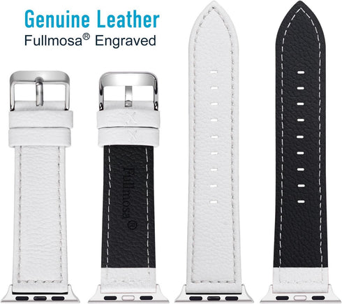 Fullmosa Compatible Apple Watch Band Leather 49mm 46mm 45mm 44mm 42mm 41mm 40mm 38mm for iWatch Ultra2/Ultra/SE/SE2/Series 10/9/8/7/6/5/4/3/2/1,42...