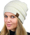 C.C Unisex Chunky Soft Stretch Cable Knit Warm Fuzzy Lined Skully Beanie...
