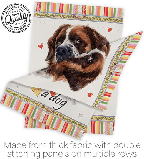 Breeze Decor St. Bernard Dog Happiness Garden Flag Puppy Spoiled Paw Canine Fur Pet Nature Farm Animal Creature House Decoration Banner Small Yard...