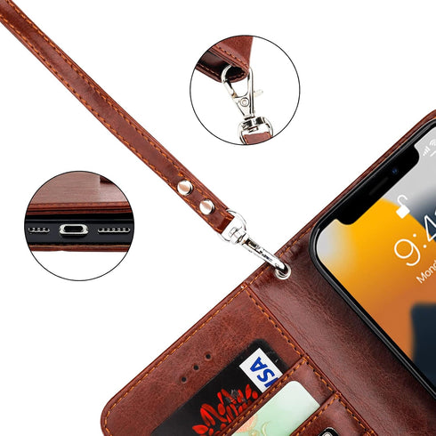 Bocasal Detachable Wallet Case for iPhone 13 Pro Max RFID Blocking Card Slots Holder Premium PU Leather Magnetic Kickstand Shockproof Wrist Strap ...