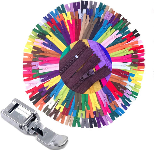 75pcs 20 Inch 14 Inch and 9 Inch Mixed Size Nylon Coil Zipper Bulk with Zipper Presser Foot for Sewing Craft(25 Color Zippers)...
