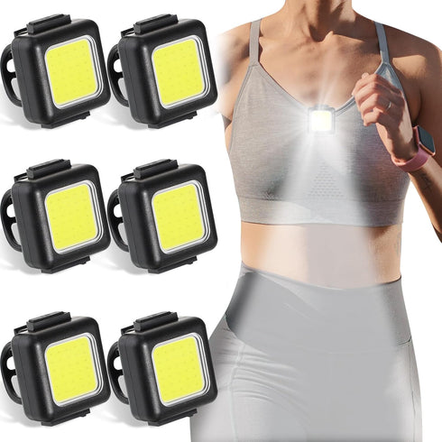 6 Pcs Outdoor Night Running Lights for Runners High Visibility Rechargeable Clip on Flashlight Dog Lights for Night Walking Lightweight USB Reflec...