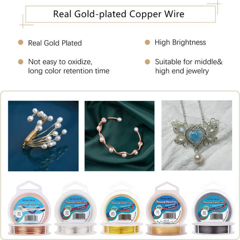 BENECREAT 21 Gauge Craft Jewelry Wire Silver Copper Wire 65 Feet Tarnish Resistant Jewelry Beading Wire for Craft Wrapping Pendant, Jewelry Making...