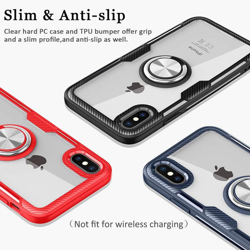 Design for iPhone XR Case Thin,iPhone XR Cases Clear iPhone XR Case Transparent,iPhone XR Case Stand Magnetic Ring Shockproof Silicone Hard Back C...