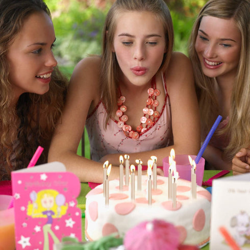 Luter 48Pcs Metallic Birthday Candles in Holders Tall Birthday Cake Candles Long Thin Cupcake Candles for Birthday Wedding Party Decoration...