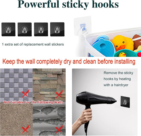 Quick-Fetch Way Mesh Bath Toy Holder, Wide Opening and Large Capacity Bath Toy Storage for Quick Access to Toys, Space-Saving Wall-Mounted Bath To...