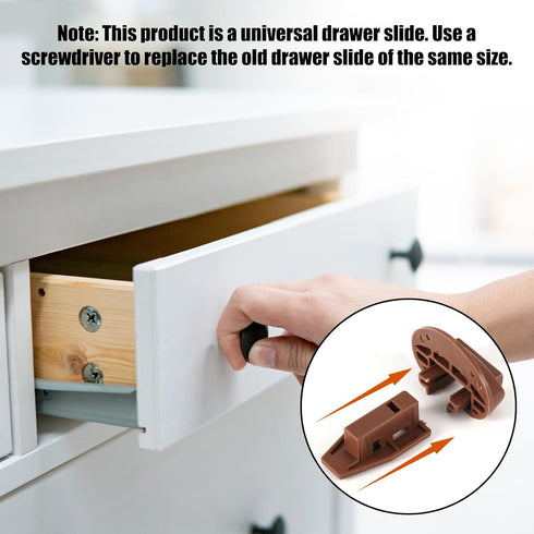 5 Sets Drawer Guide Kit, Undermount Replacement Drawer Slides Stopper Plastic with Rollers Base Dresser Bottom Mount Drawer Parts Drawer Repair Ki...