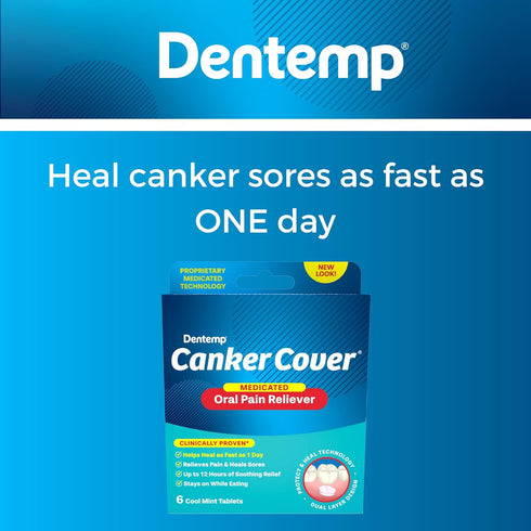 Dentemp Canker sore medicine 2pk Canker Cover - Oral Pain Reliever (12 Count) - Treatment to Relieve Canker Pain, Mouth Sores & Mouth Irritation -...