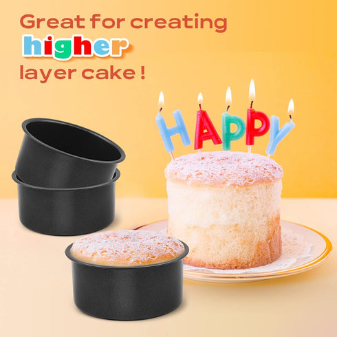 E-far 4 Inch Cake Pan Set of 3, Nonstick Stainless Steel Mini Round Cake Pans Tin, Small Size for Baking Smash Cakes/Cheesecake, Stainless Steel C...