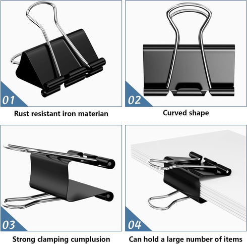 40 Pack Medium Binder Clips, 32mm 1-1/4 Inch Paper Binder Clips Clamps, Medium Clamps Office Supplies for Teachers Students School Office Business...