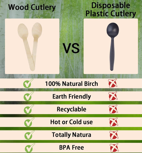 100 Pack Wooden Spoons Disposable - 6.3 Inch Length Biodegradable Cutlery - Compostable Bamboo Spoon For Chocolate, Coffee, Flavor, Ice Cream, Des...
