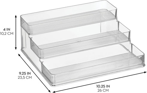 iDesign 3-Tier Spice Rack Organizer for Cabinets, Pantry or Countertop - Clear - Made in USA...