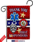 First Responders Garden Flag - 2pcs Pack EMT Paramedic EMS Nurse Emergency Medical Technician Supoort Official - House Decoration Banner Small Yar...