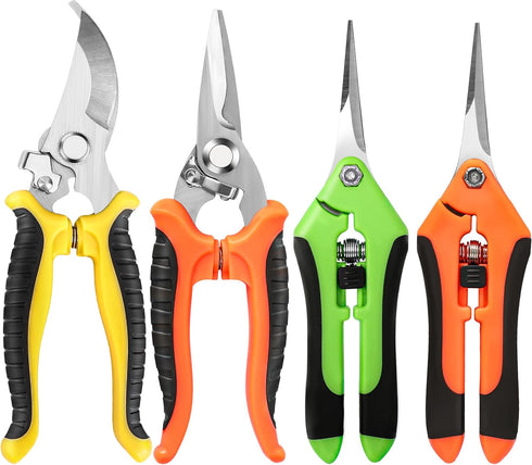 4 Pack Garden Pruning Shears, Stainless Steel Garden Shears, Gardening Shears, Garden Scissors, Garden Clippers, Pruning Snips, Pruning Shears for...