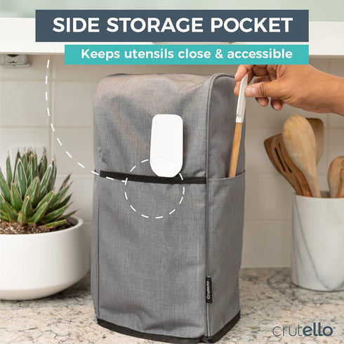 Crutello Food Processor Cover with Storage Pockets for Large Custom 11-14 Cup Processor, Food Processor 14 Cup cover, Kitchen Appliance Covers, Ap...