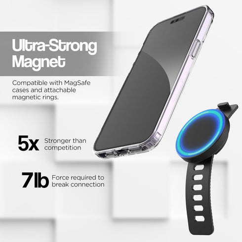 ENCASED Grip-X Magnetic Bar Mount, Compatible with MagSafe - Phone Holder for Gym, Home Fitness Bikes, Workout Equipment, Stroller and Cart Handle...