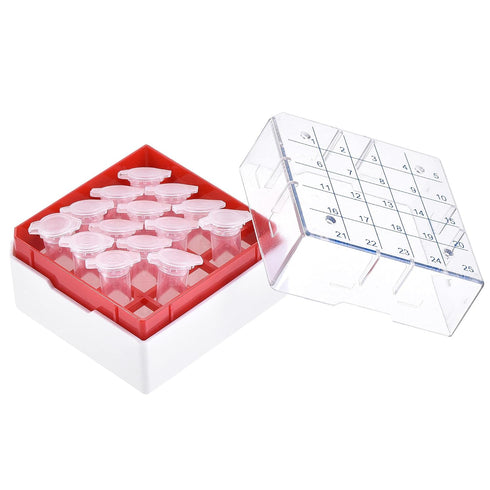 uxcell Centrifuge Tube Freezer Storage Box 25 Places Waterproof Polypropylene Cryogenic Holder Rack for 1.8/2ml Microcentrifuge Tubes Vials Sample...