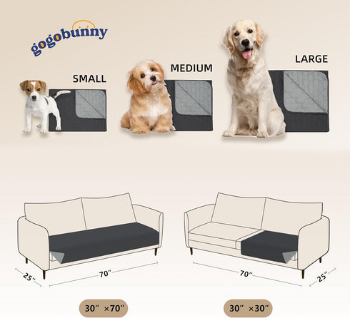 gogobunny 100% Double Sided Waterproof Dog Blanket Soft Pet Bed Cover Reversible Protect Furniture Couch Sofa Car for Puppy Large Dog Cat (Dark Ch...