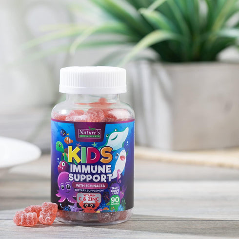 Kids Immune Support Gummies with Vitamin C, Zinc & Echinacea, Gluten Free & Non-GMO Chewable Immune Support for Kids Gummy, Daily Childrens Immune...