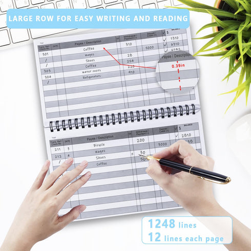CASMONAL A5 Check Registers for Personal Checkbook, Big Checkbook Register & Financial Transaction Ledger Log Book for Small Business, Track Payme...