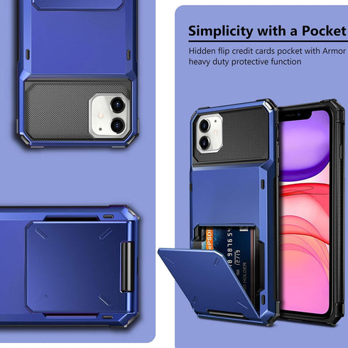 Vofolen Case for iPhone 11 Case Wallet 4-Card Holder ID Slot Flip Door Hidden Pocket Anti-Scratch Dual Layer Hybrid TPU Bumper Armor Protective Ha...