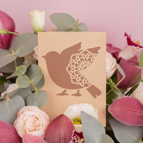 FINGERINSPIRE 12 Pcs Bird Stencil 5.9x5.9 inch Bird Silhouettes Stencil Plastic Birds with Flowers Pattern Stencil Reusable Stencil for Painting B...