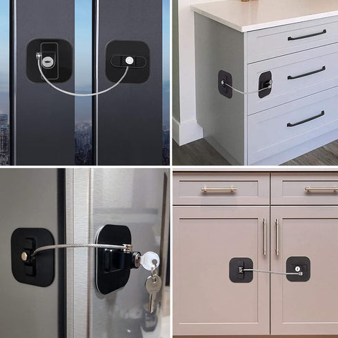 Refrigerator Lock with Key, Fridge Locks,Lock for Fridge Freezer, Cabinets and Drawers, Air Oven Air Fryer, Closets, Windows, 2 Pack Refrigerator ...