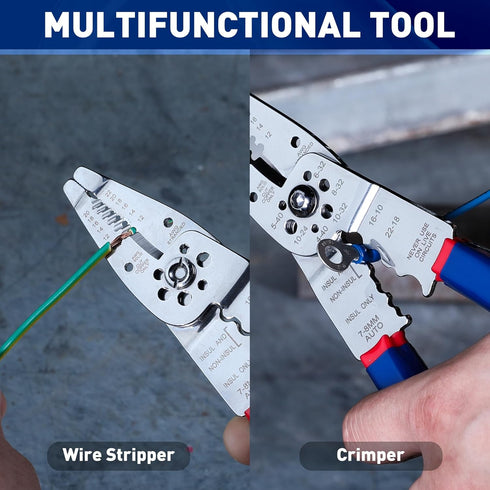 WORKPRO Wire Strippers Cutter, 8-inch Long Nose Wire Stripping Tool, Stainless Steel Wire Crimping Tools & Pliers, Multi-Function Hand Tool, Cuts ...