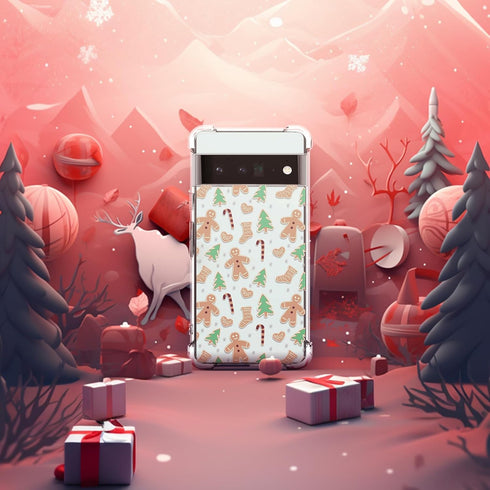 Christmas Clear Phone Case for Google Pixel 6a, Christmas Gingerbread Man Pattern Case Cover Soft Slim Shockproof Cover Boys Girls Phone Case for ...