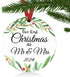 ZUNON Christmas Ornaments 2024 Our First Christmas as Mr & Mrs Couple Married Wedding Gifts Bridal Shower Gifts Decoration 3" Ornament (Green Mr &...