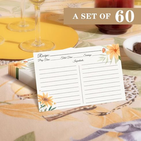 Recipe Cards 4x6, Premium Double-Sided Recipe Cards for Wedding, Bridal Shower, Housewarming, Set of 60 (4x6,Daisy)...
