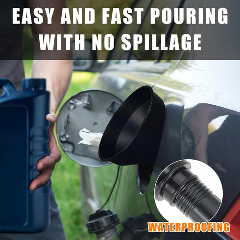 Wide Mouth Oil Funnel with Flexible Extension, Nozzle Hose with Handle Mesh Screen Filter, Removable Mesh Screen Filter for Water, Gasoline, Coola...