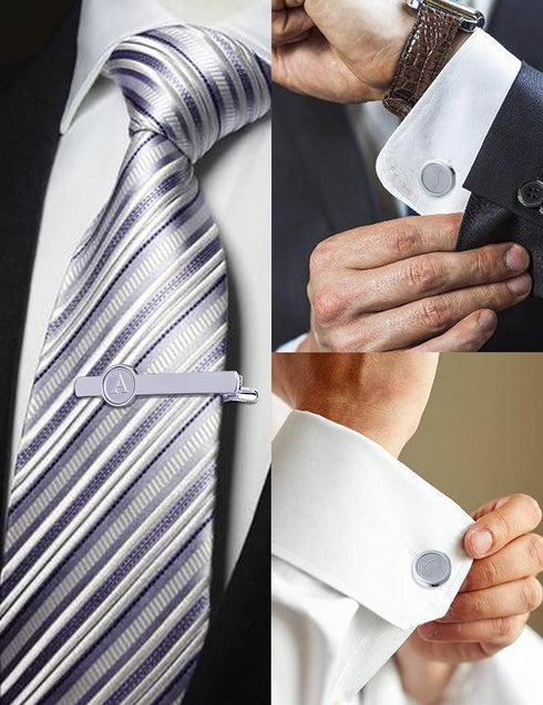 6Pcs Cufflinks Classic Tie Clips Bar Pin Initial Alphabet Letter Shirt Studs A-Z for Men Women Business Wedding...