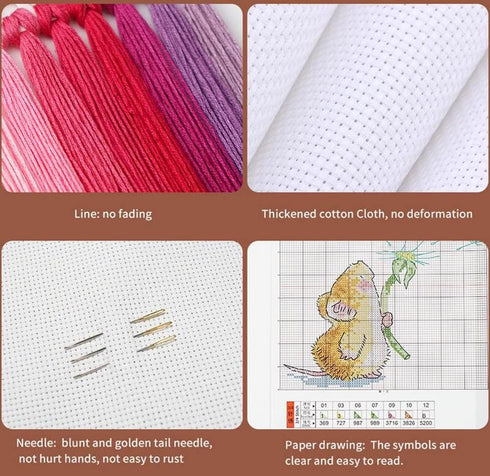 CaptainCrafts New Cross Stitch Kits Embroidery Kit Full Range Various Flower Types Round Pattern Printed and Unpreprint Fabrics Kits for Adults Be...