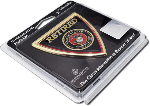 Elektroplate Officially Licensed Retired Marines Shield Chrome All Metal Emblem for Cars, Trucks, and All Auto | Universal Fit at 3.0" x 2.9" | We...