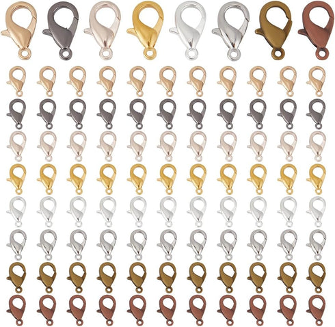 400Pcs 8 Colors Lobster Claw Clasp Lobster Clasps Bulk Alloy Swivel Lanyard Snap Trigger Fastener Hooks Clips Findings for Jewelry Making DIY Wome...