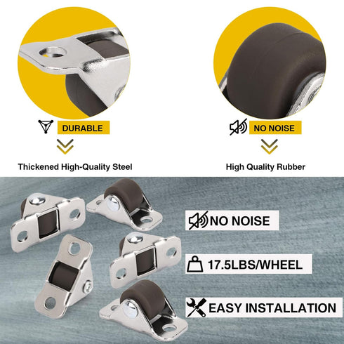 16Pcs 0.5 Inch Caster Wheels Tiny, Low Profile Small Casters Wheels, Self Adhesive Mini Caster Wheels for Appliances, Furniture,DIY Storage Box (O...