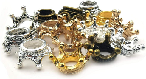 iloveDIYbeads 60pcs Mixed Antique Silver Bronze Gold 3D King Crown Loose Spacer Bead,Craft Supplies Crown Charms for Jewelry Making Accessory Find...