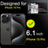 Genuine Leather for Apple iPhone 15 Pro Wallet Case with Card Holder Kickstand, Phone Accessories for Woman Men, 2 pcs Screen Protector 2 pcs Came...